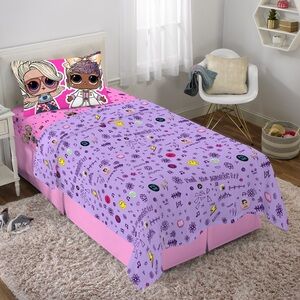 LOL Surprise Kids Twin Sheet Set, Purple and Pink, MGA 3 piece